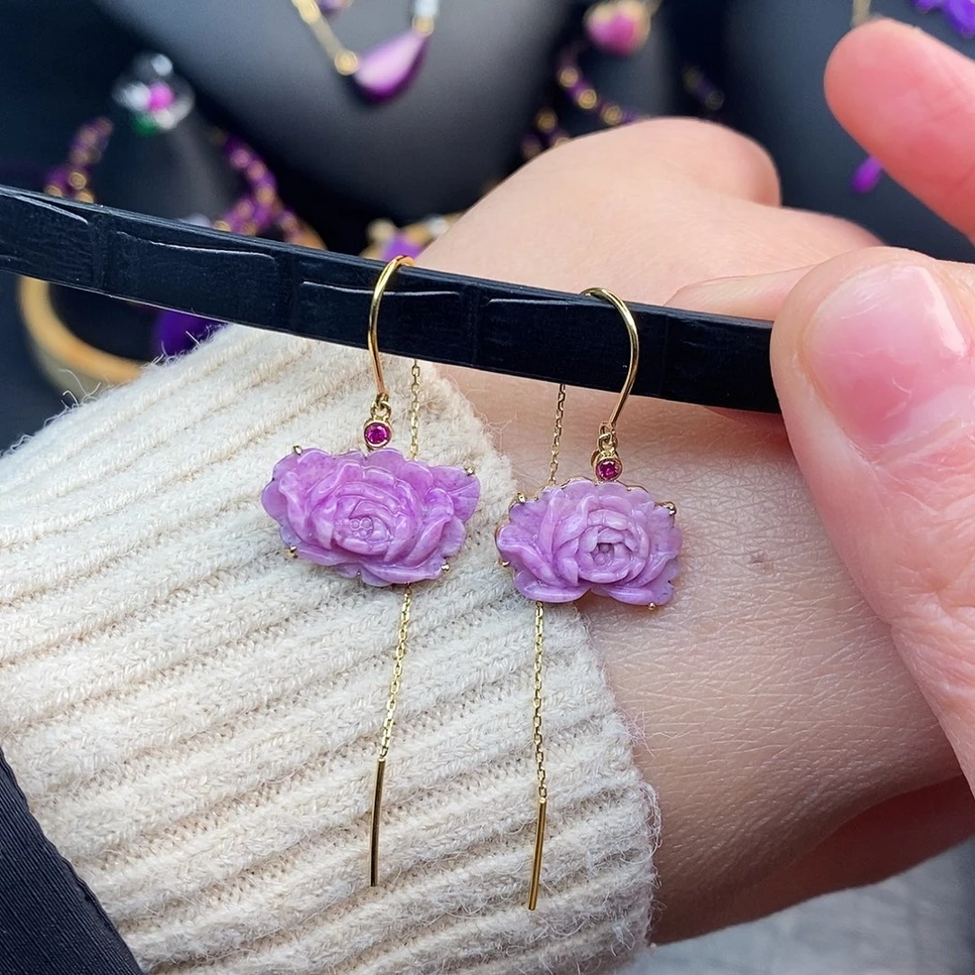 苏纪石（舒俱来）18K金镶嵌耳饰