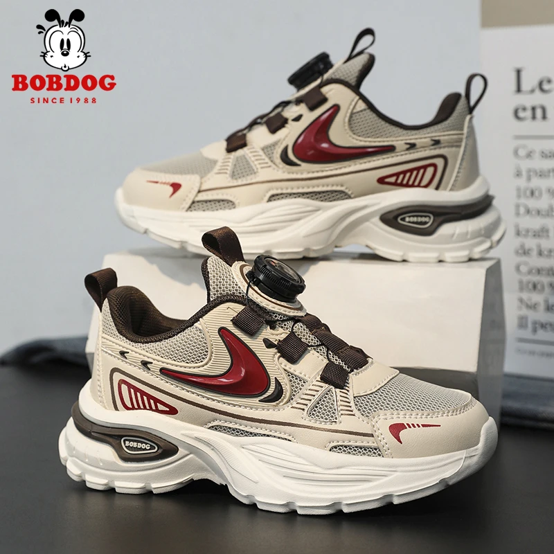 巴布豆童鞋男童旋转扣运动鞋2025春夏新款透气网面男孩轻便跑步鞋