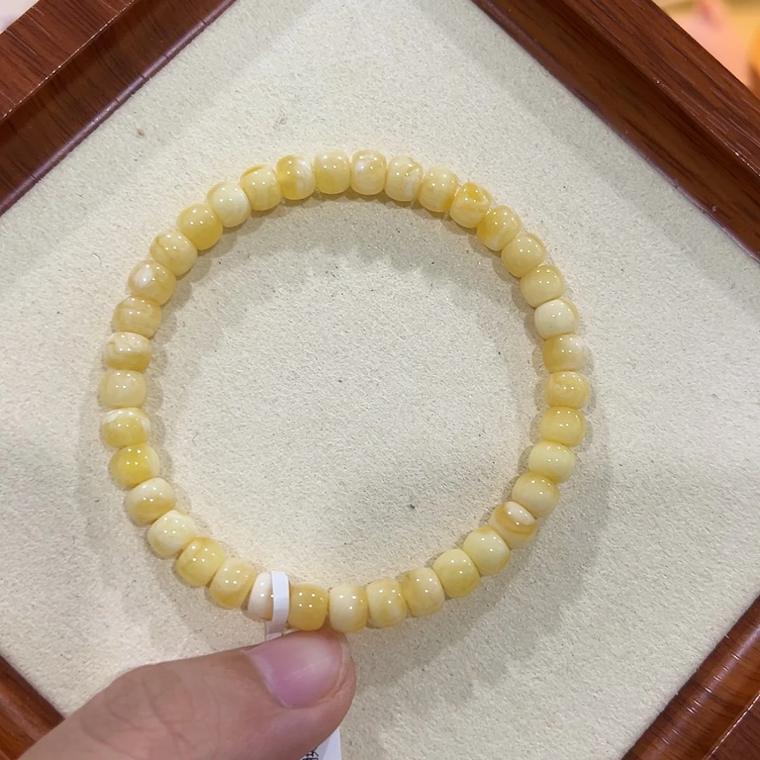 手链蜜蜡未镶嵌6m金白妖花老型单圈