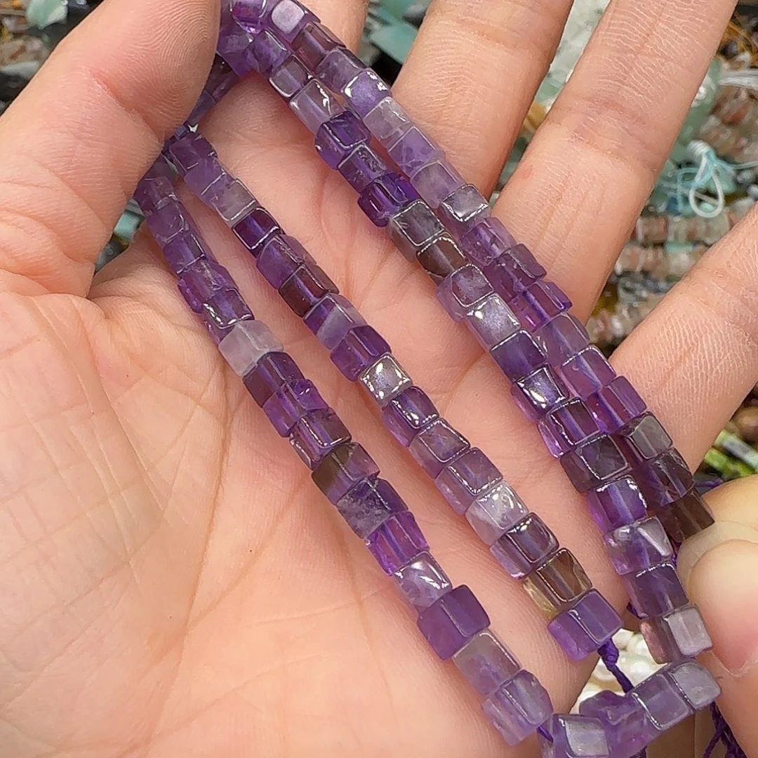 合金玛瑙/玉髓珠宝半成品紫水晶4mm一条
