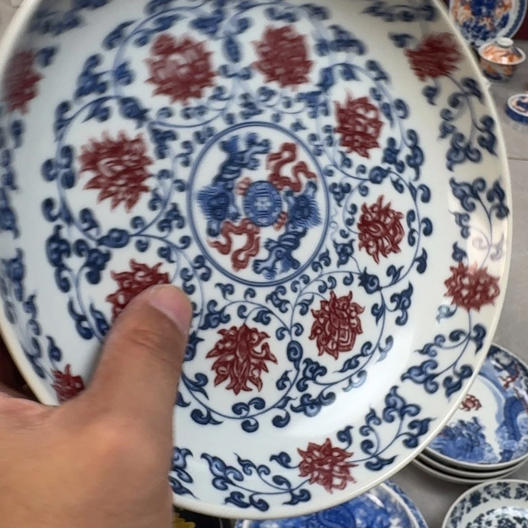 杯釉里红缠枝莲大壶承