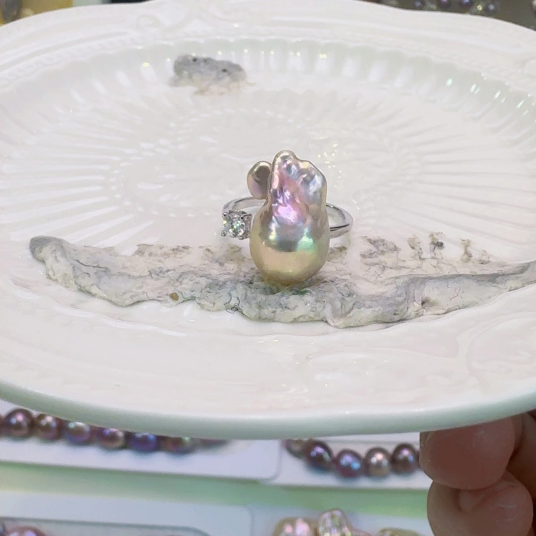 淡水珍珠戒指未镶嵌可***，