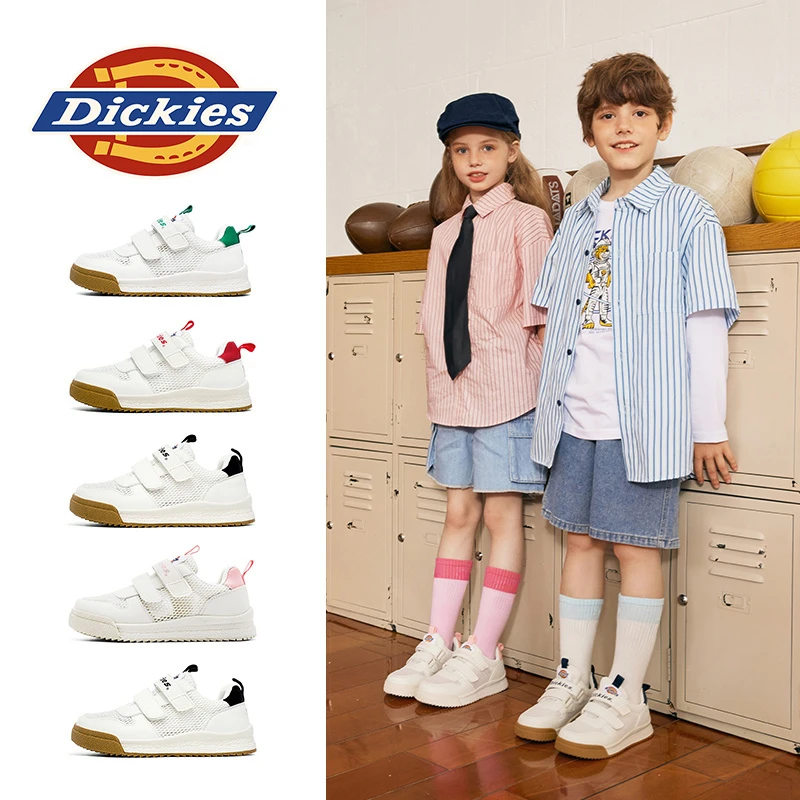 Dickies简约小白鞋2025透气防滑儿童板鞋通用校园风休闲鞋