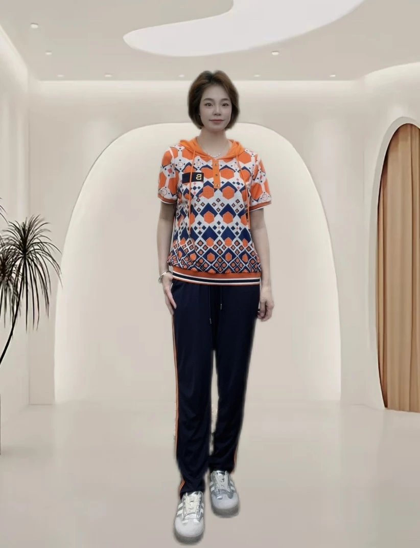 25年夏季新款时尚休闲洋气显瘦大码运动套装减龄宽松气质女士短袖