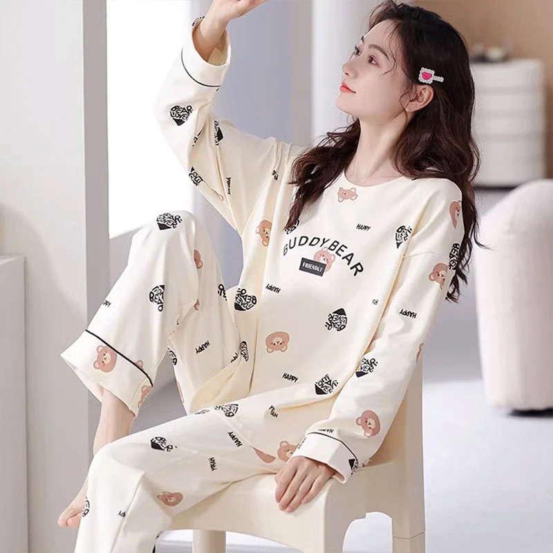 2025年新款纯棉睡衣女春秋款长袖可外穿可爱春秋季女士秋天家居服