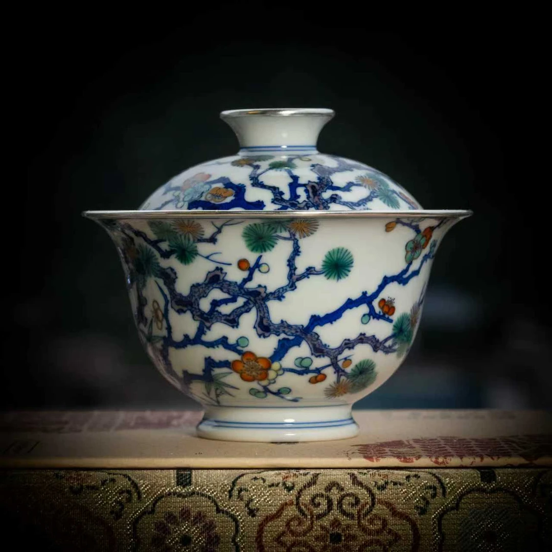 【景德詺兮】刘阳阳·加彩松竹梅盖碗MX9132/120cc