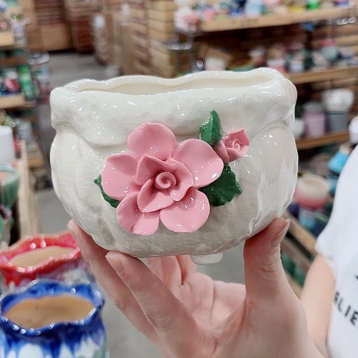 有孔.凑单10元陶瓷花盆发货！