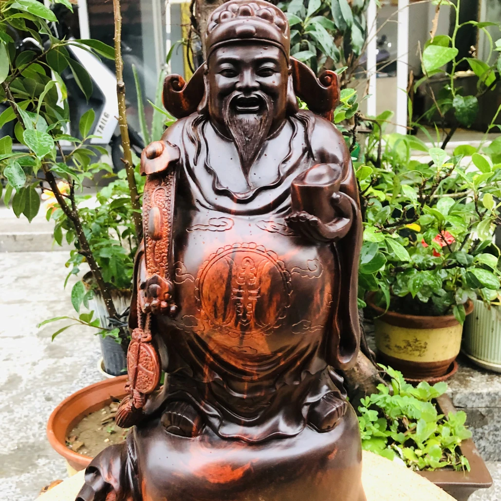 老挝大红酸枝交趾黄檀财神作品