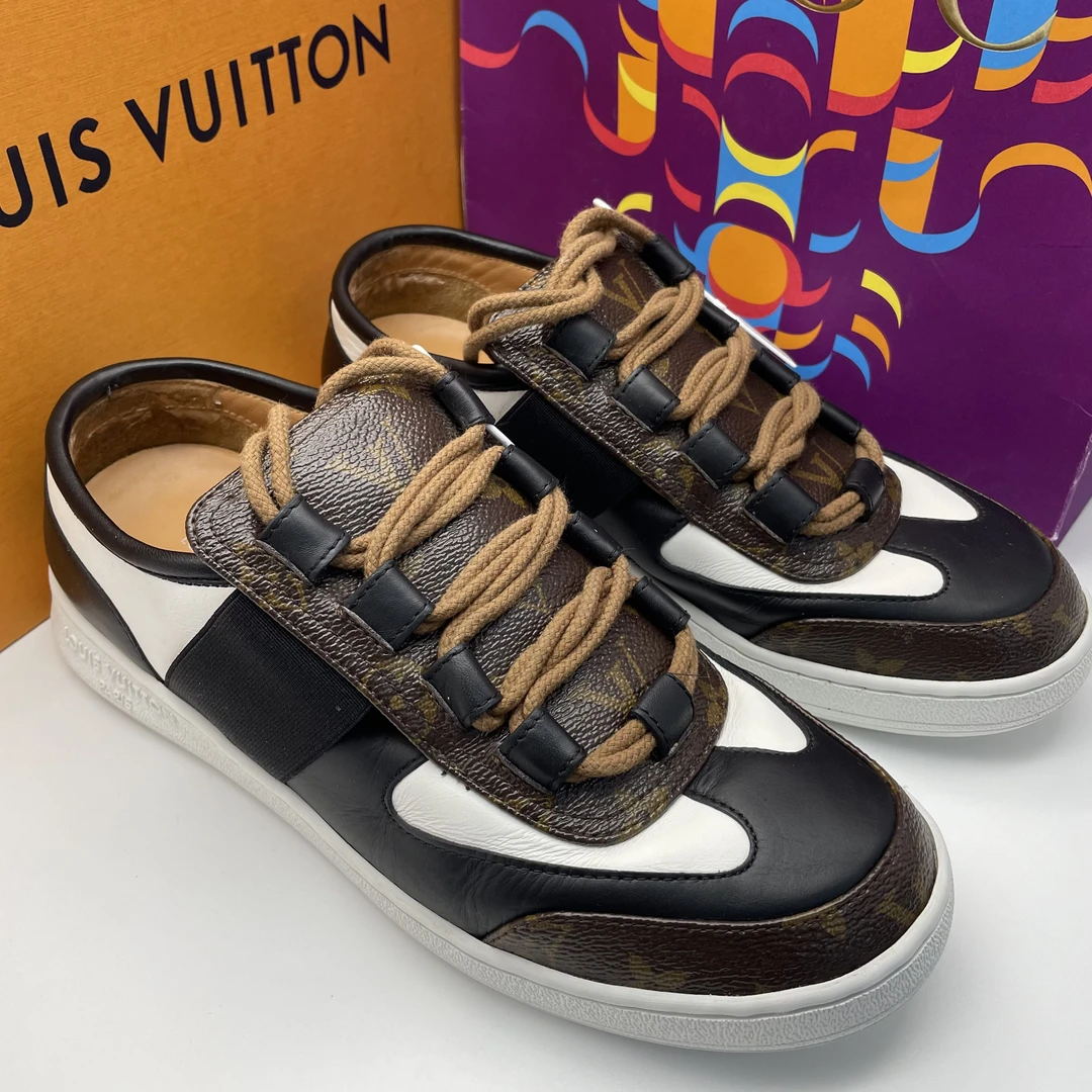 95新 LouisVuitton/路易威登 39欧码 三色拼接老花休闲时尚板鞋