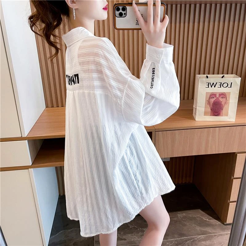 宽松休闲薄款防晒衬衫外套女2025新款百搭夏季气质上衣白色防晒衫