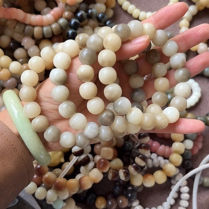 手串菩提根/象牙果卡13水磨微瑕苹果珠