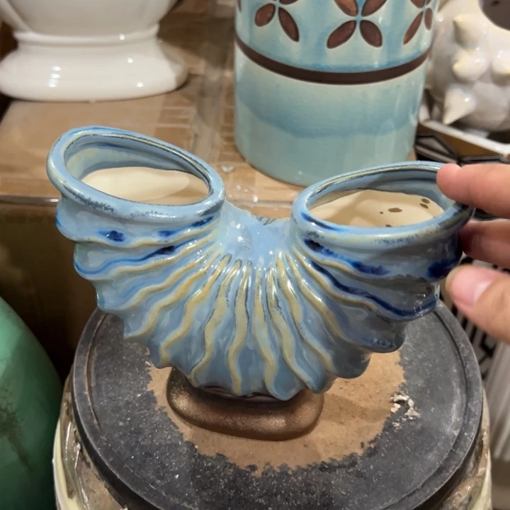 瓷花瓶摆件外贸出口（微瑕）高14口6公分