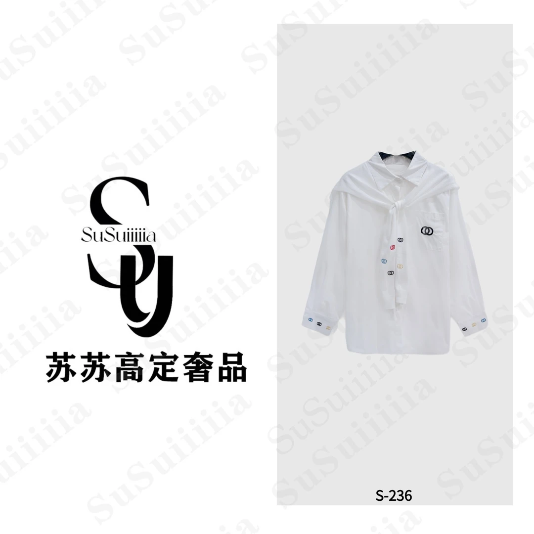 【白色香薰】新款复古纯色带披肩夏季宽松设计感衬衫长袖245号