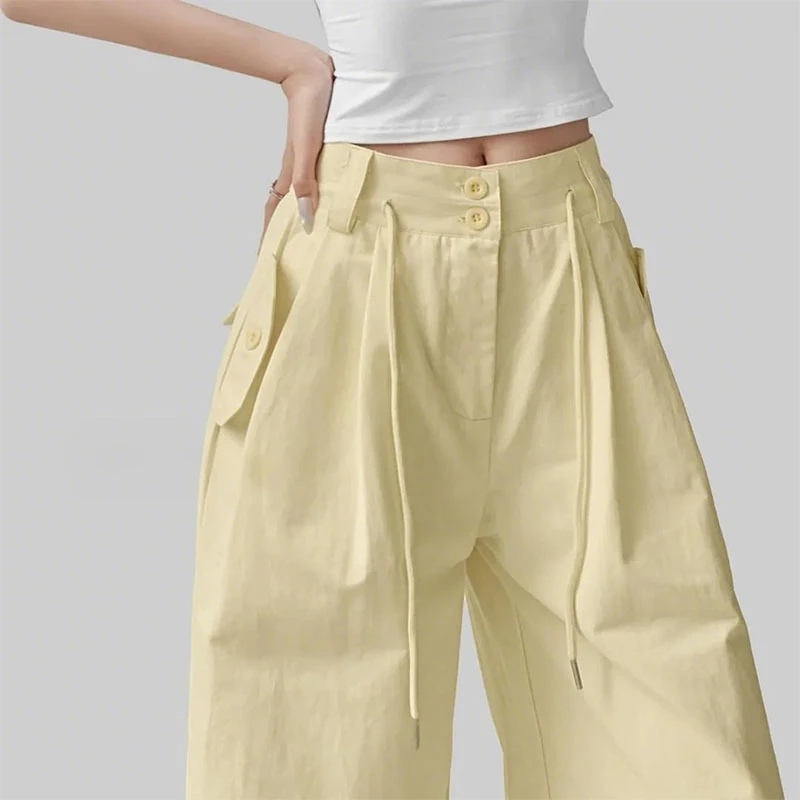 美式甜酷设计感休闲工装裤女春秋新款高腰宽松显瘦运动拖地阔腿裤