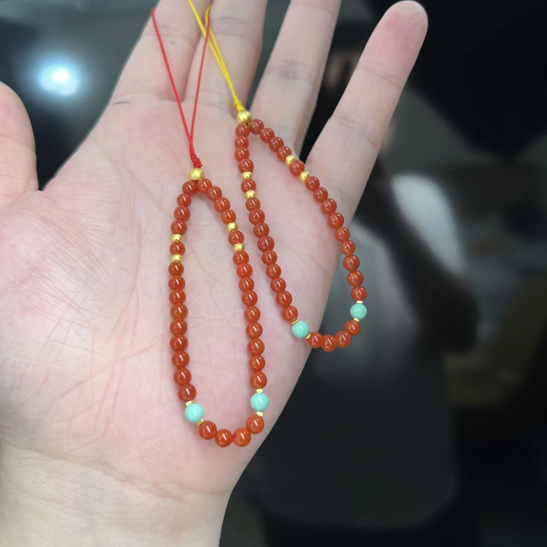 约4mm南红圆珠DIY挂件 发一件