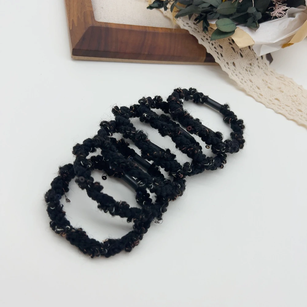 02511 好啊商店 编织亮片头绳组合6个装-黑色