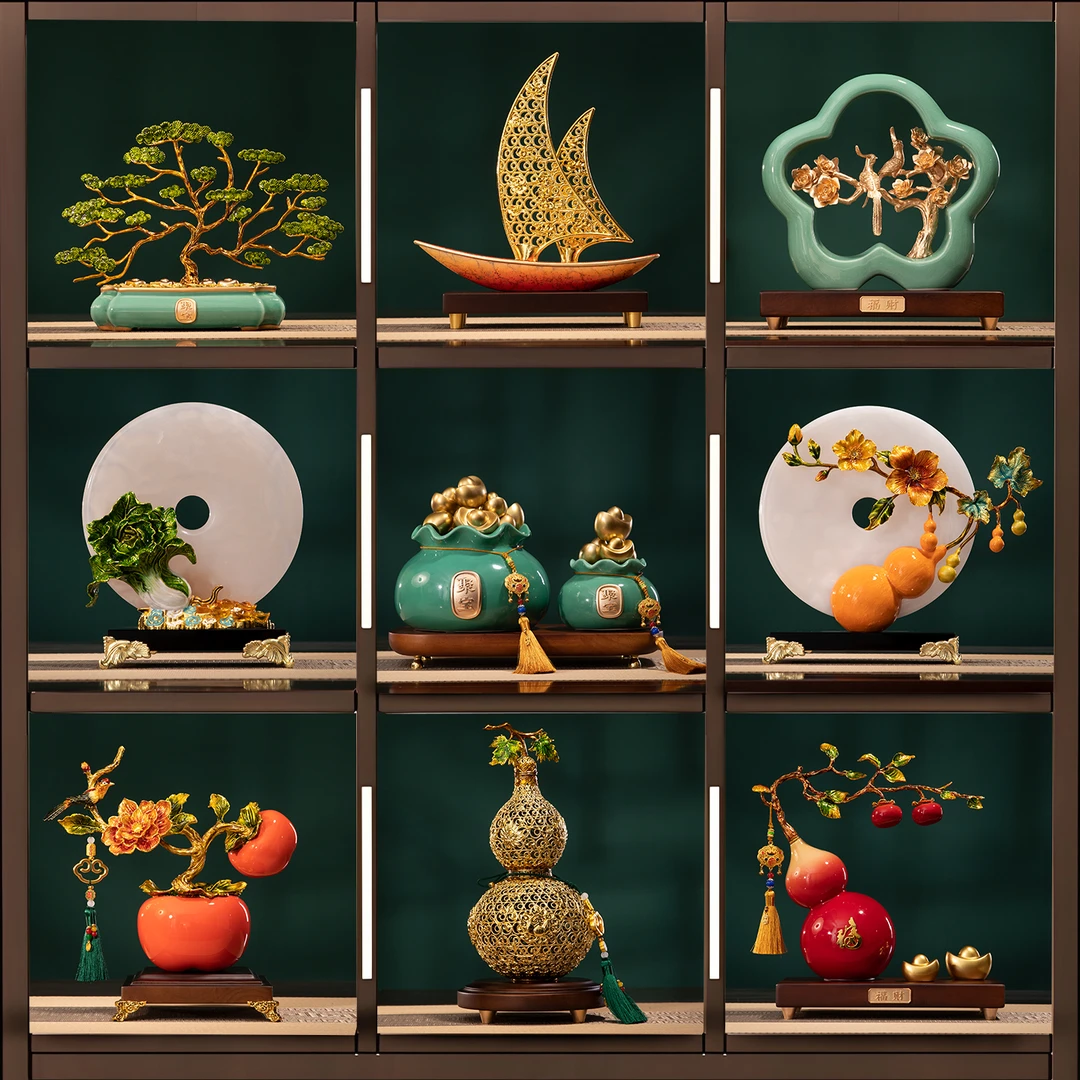 新中式客厅高端摆件电视酒柜玄关柜样板间装饰品组合新家乔迁礼物
