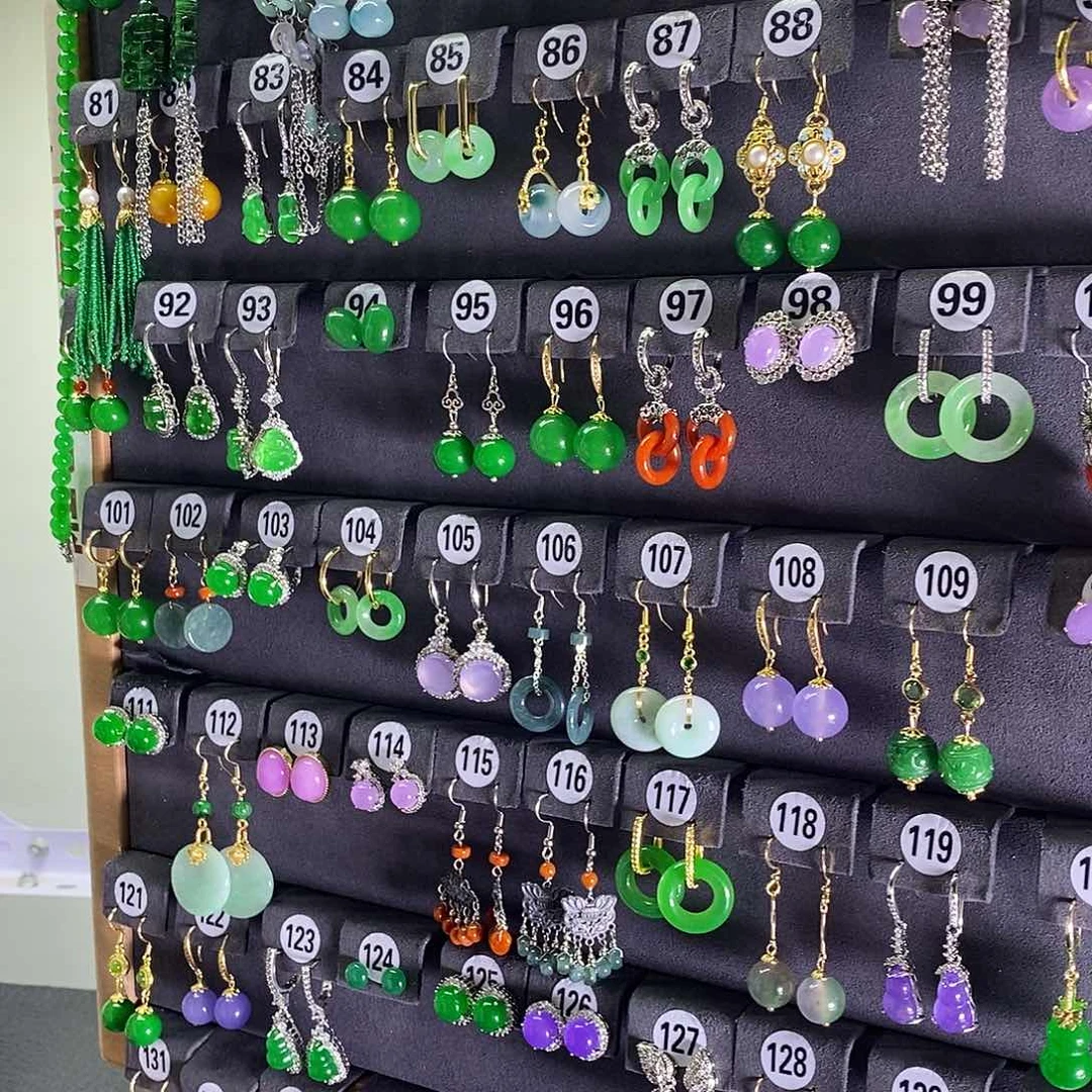 银S925镶嵌翡翠耳饰31