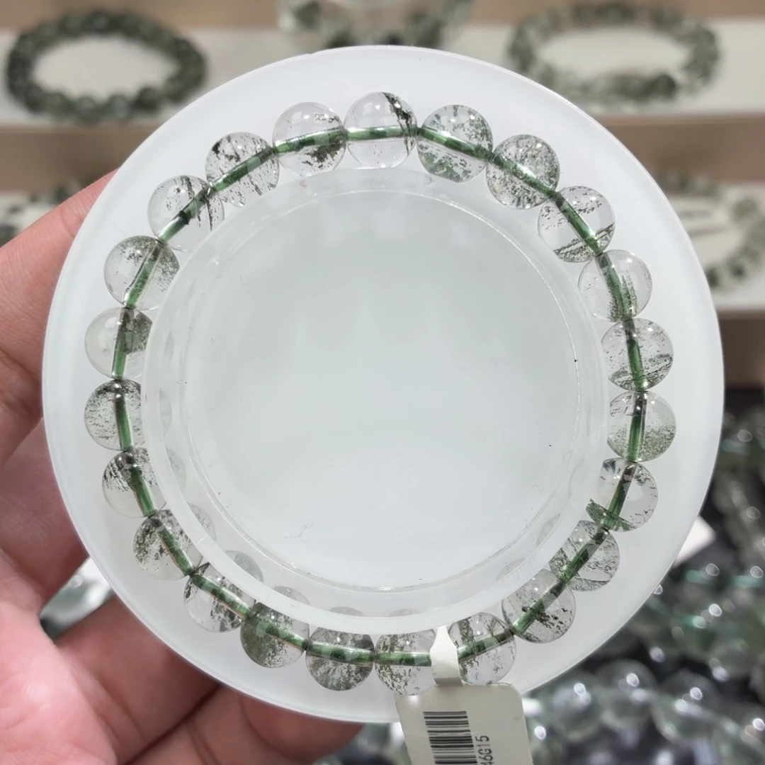 两***子未镶嵌手链水晶绿幽灵7-8m