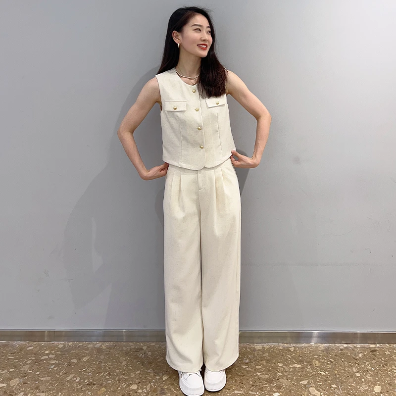 休闲简约夏季新款减龄套装女小香风气质百搭短袖阔腿裤两件套潮