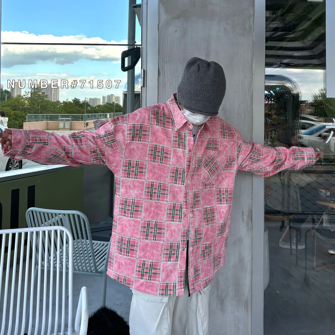 胖胖高大码男装春新款胖子宽松高克重纯棉印花衬衫外套PX71507