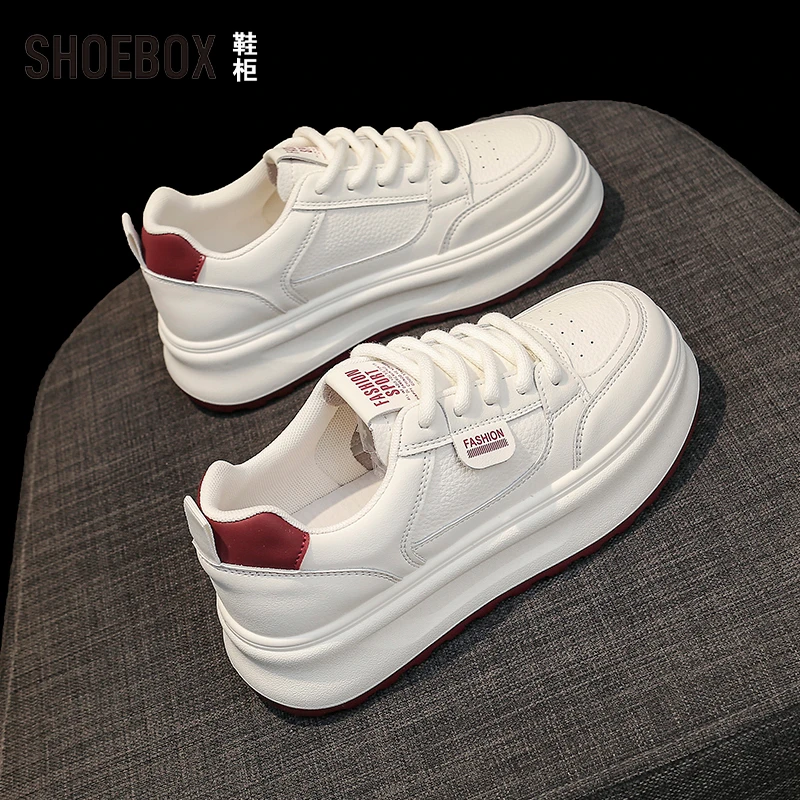 SHOEBOX鞋柜超火百搭厚底小白鞋女2025新款爆款春季学生运动板鞋
