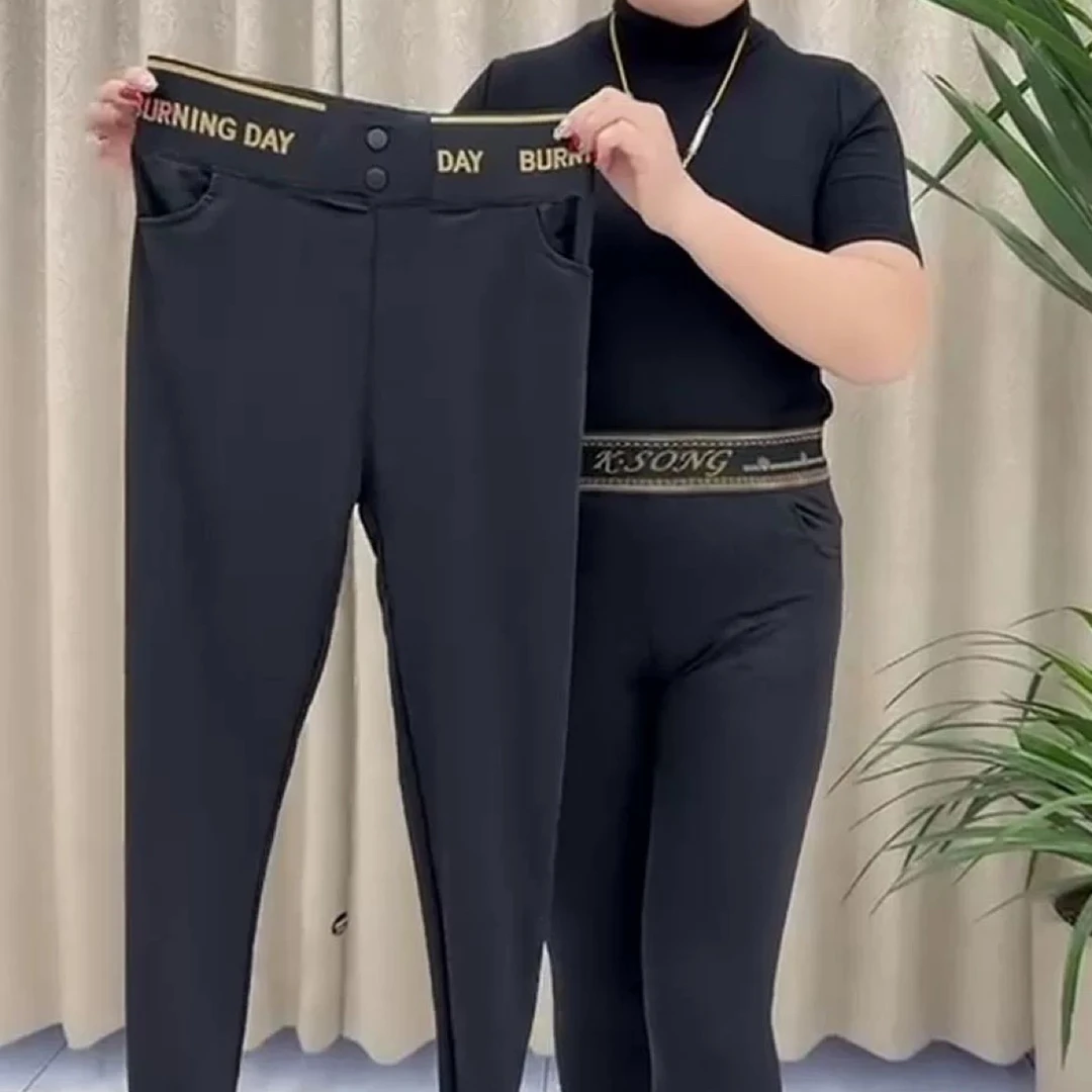 带兜款面膜裤皮女四季可穿黑色小脚裤高弹力修身显瘦百搭长裤