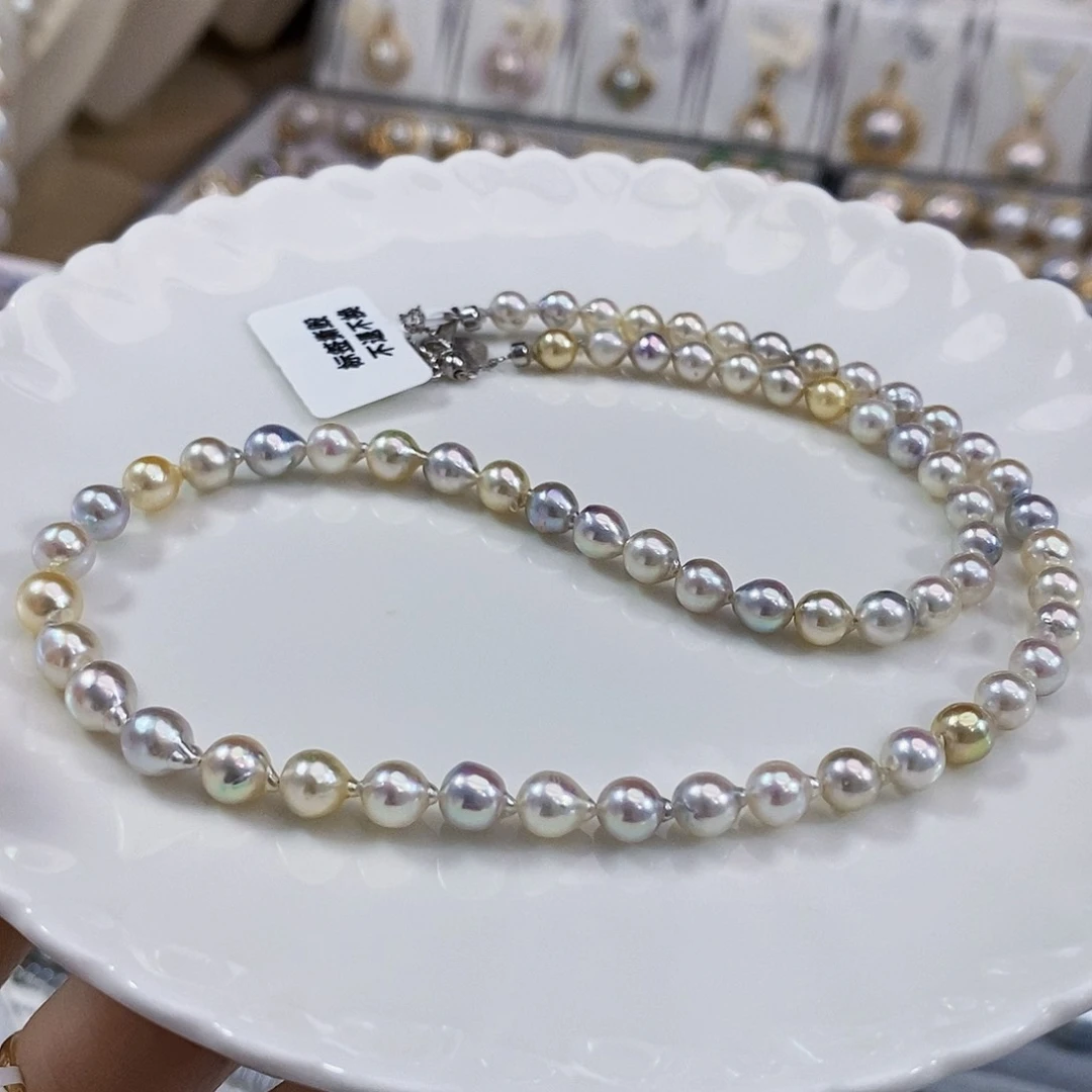 未镶嵌海水珍珠日本原装孤品极光akoya混彩5-6