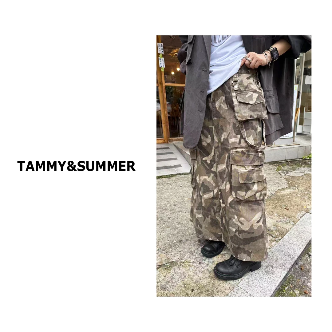 【Tammy&Summer】韩版复古高腰工装口袋设计宽松百搭半身裙354064