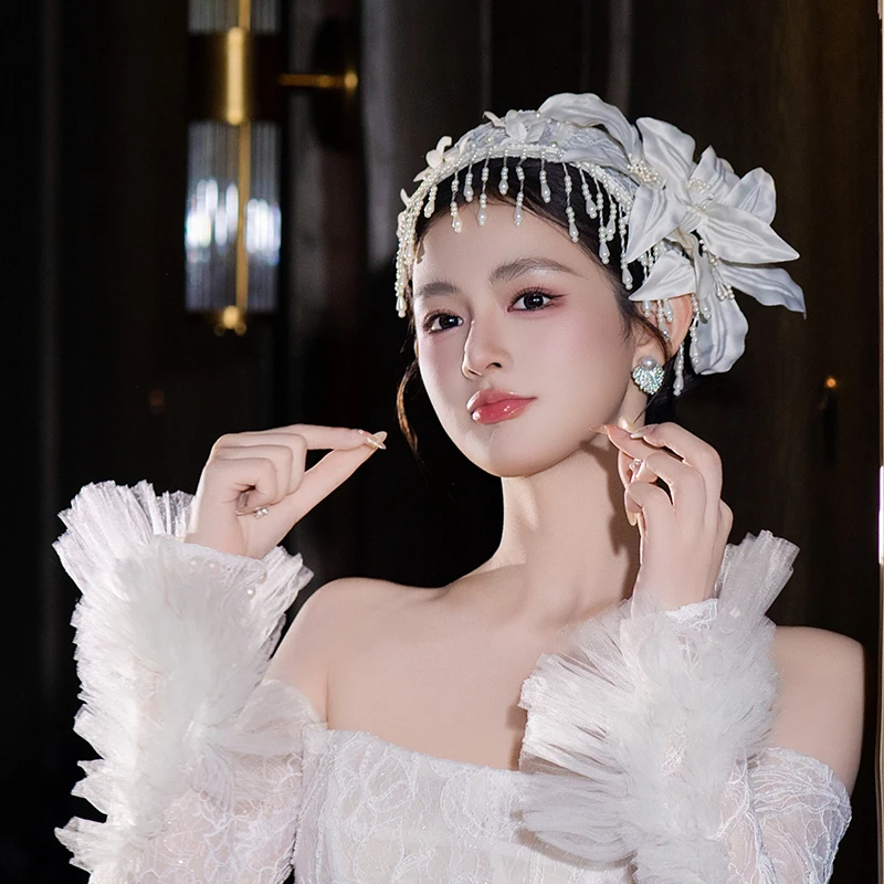 非金属布艺婚庆饰品 新娘法式高级感小众设计头饰花朵发箍MC2434