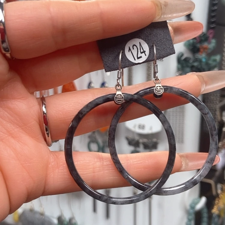 【闪购商品】翡翠耳饰银S925镶嵌耳饰