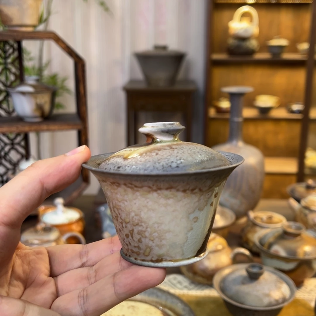 不染柴烧精品盖碗
