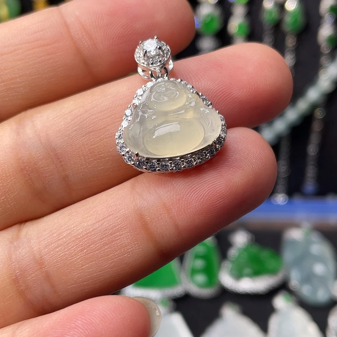 翡翠银S925镶嵌吊坠(不含链)