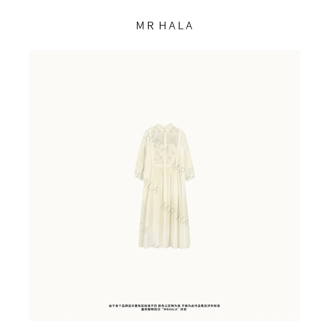 MRHALA 法式手工镂空贝扣连衣裙 QS2408