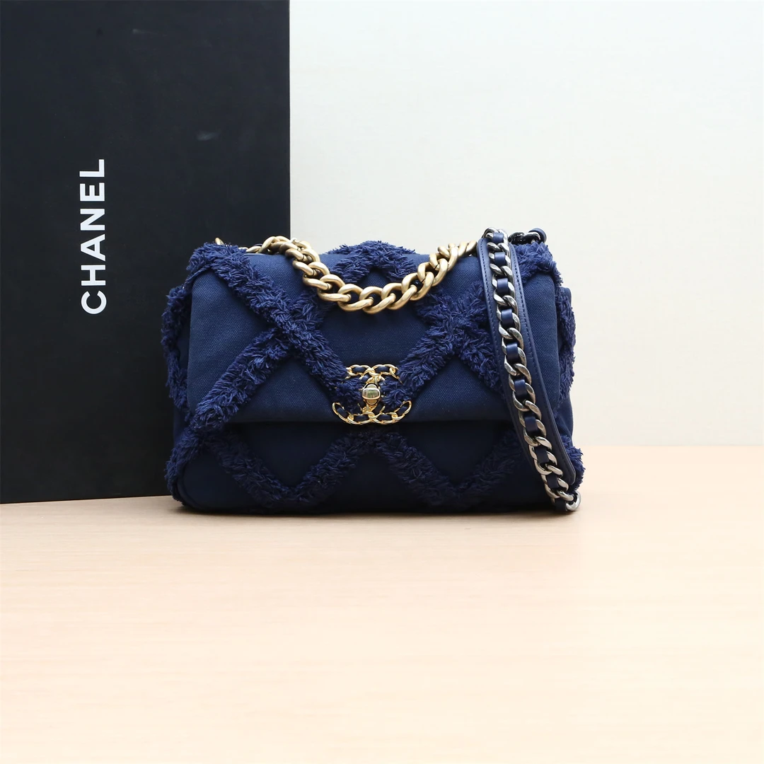 95新 Chanel/香奈儿 活动双双 19BAG 口盖包 中号 牛仔蓝 30开