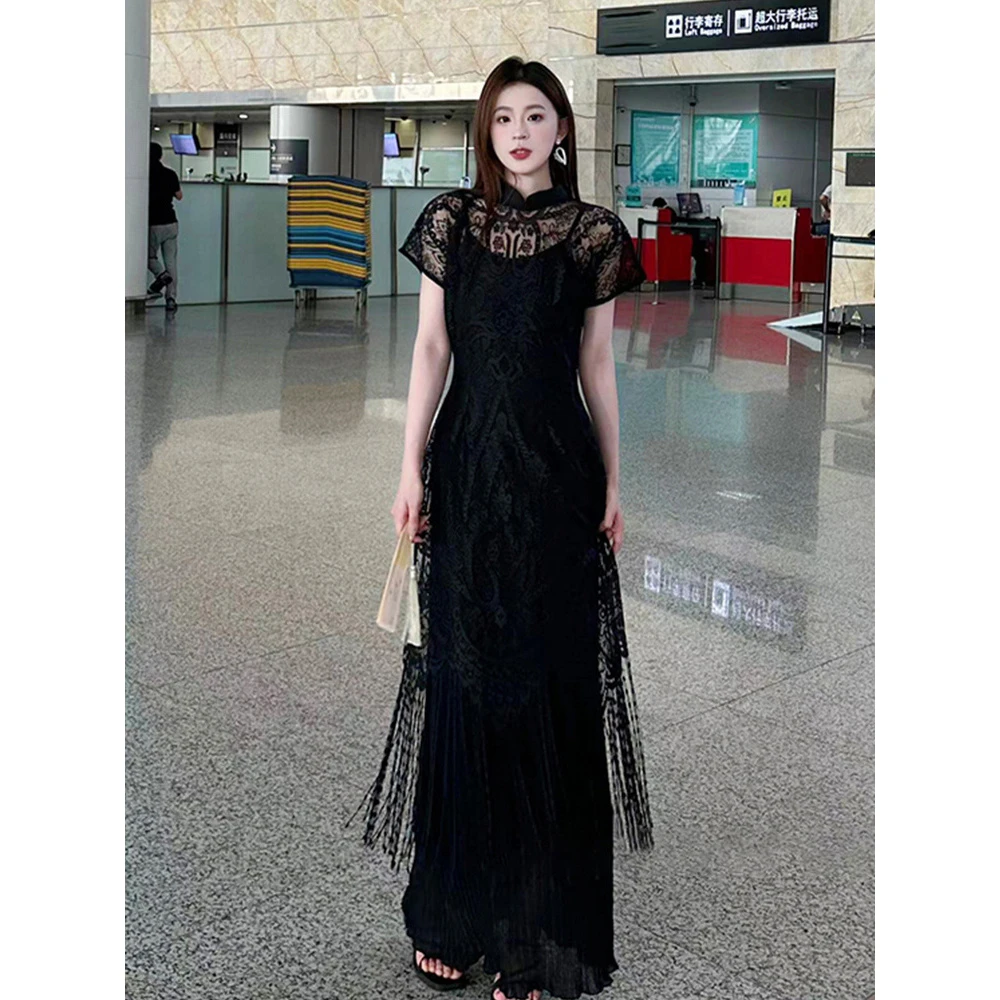 哥弟阿玛施正【1961人收藏】蕾丝连衣裙两件套遮肉赫本风绝美女人味