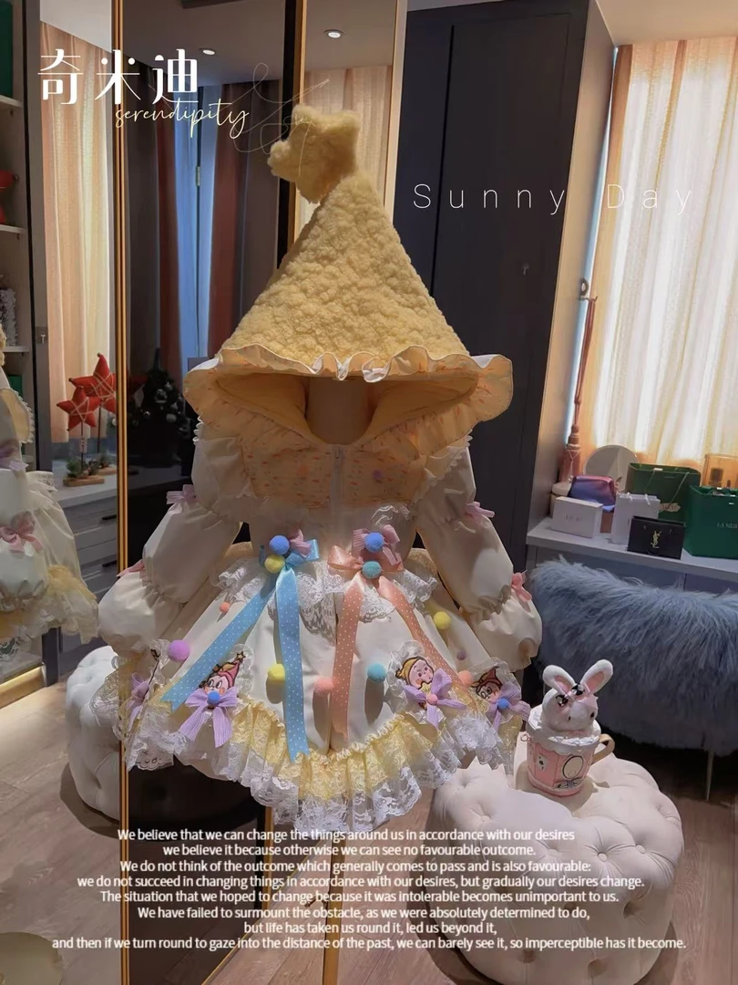 现货【星星人】奇米迪女童洛丽塔卡通可爱保暖加厚儿童羽绒服48499