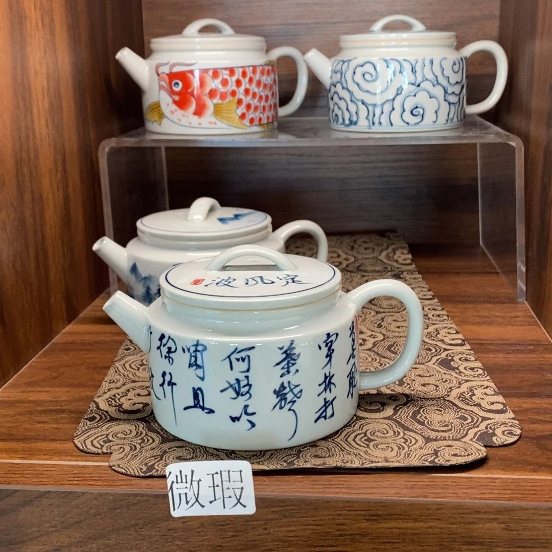 釉下彩老陶泥手工绘制