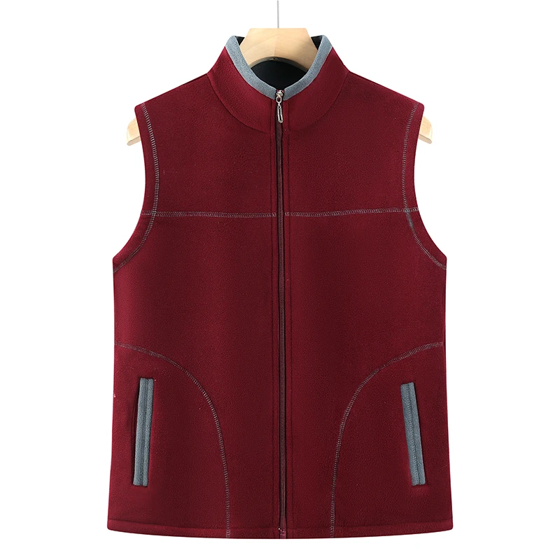 女士秋冬加厚保暖马夹中老年女装立领双面加绒百搭保暖摇粒绒马甲