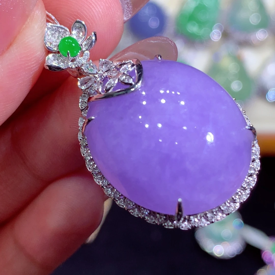 翡翠18K金镶嵌吊坠(不含链)