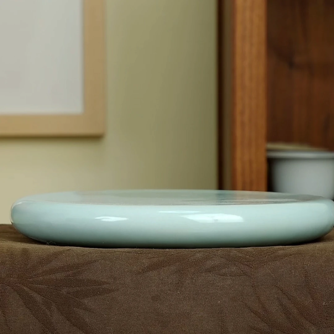 天青色卵石壶承老婆饼20cm陈卫武龙泉青瓷