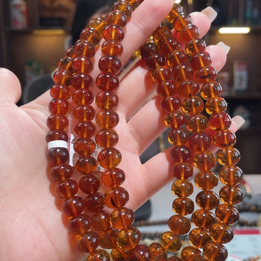 琥珀未镶嵌颈饰10m红