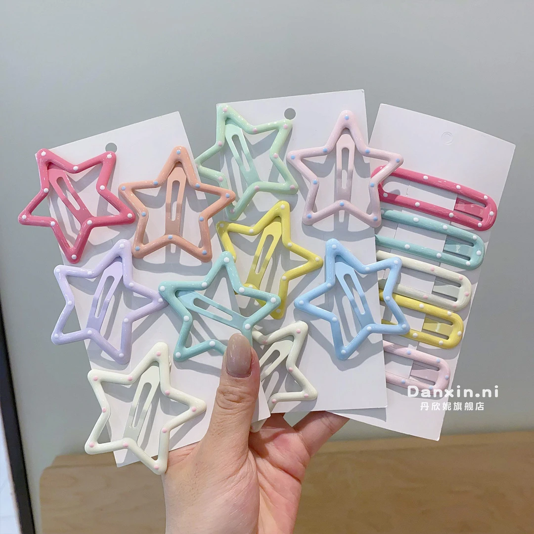 儿童彩色波点宝宝星星发夹女童2025新款刘海bb夹小女孩可爱碎发夹