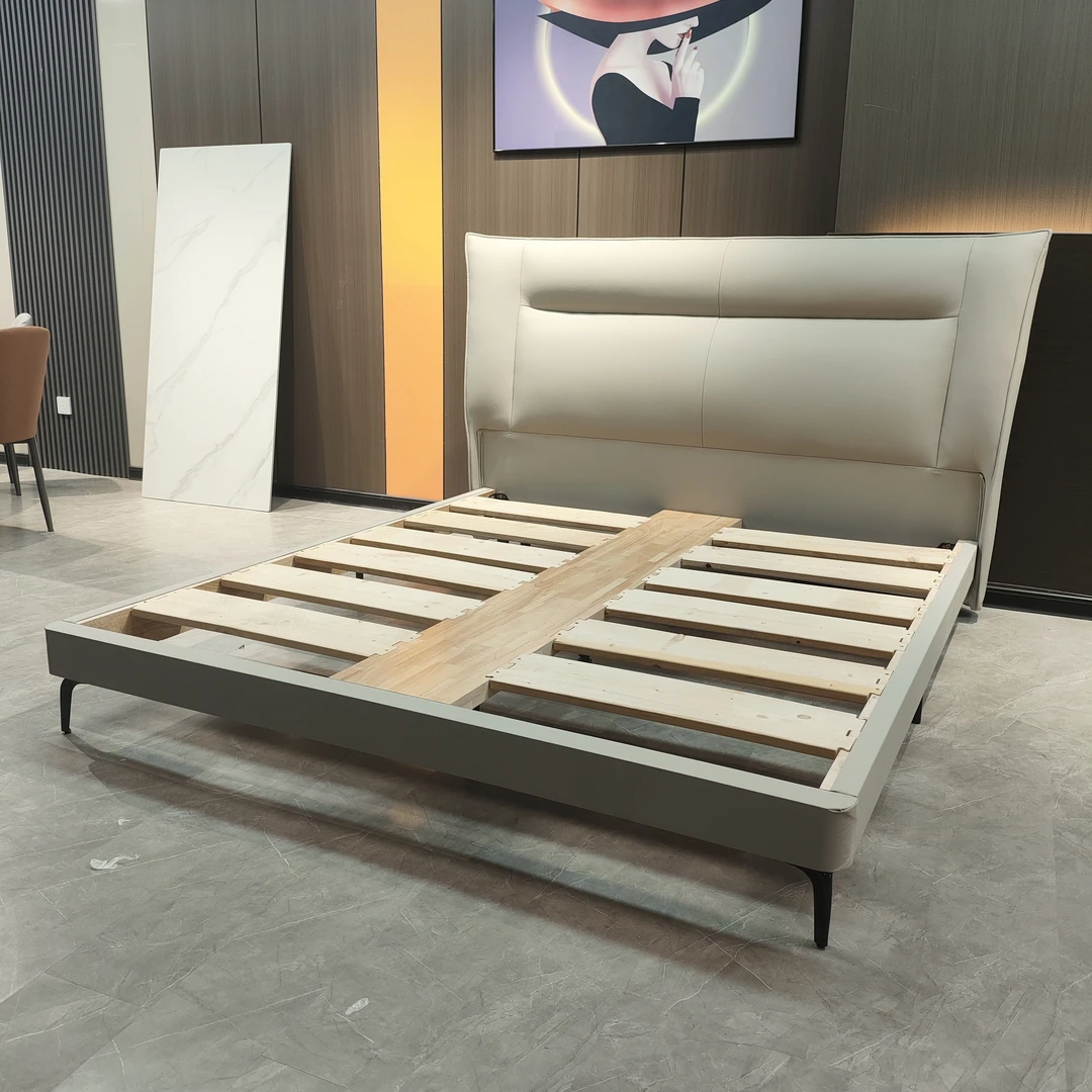 青云直上 头层牛皮主卧大床真皮双人婚床主卧床儿童床带灯