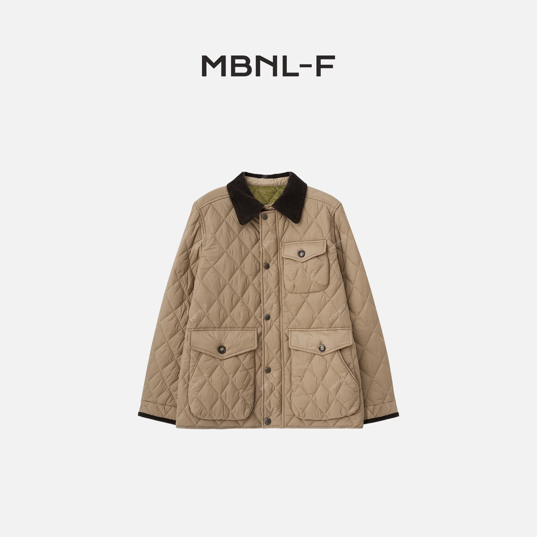 “劳伦奶奶服” 棕色翻领棱纹棉服外套 秦磊XM-YR3079