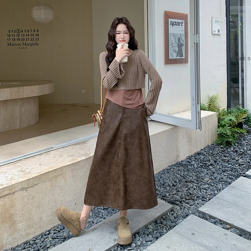 韩系早秋穿搭一整套女新款巨好看设计感短上衣背心半身裙三件套