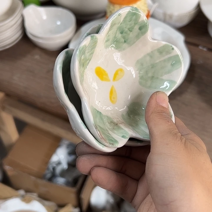 花***7国营尾货骨瓷碟一对