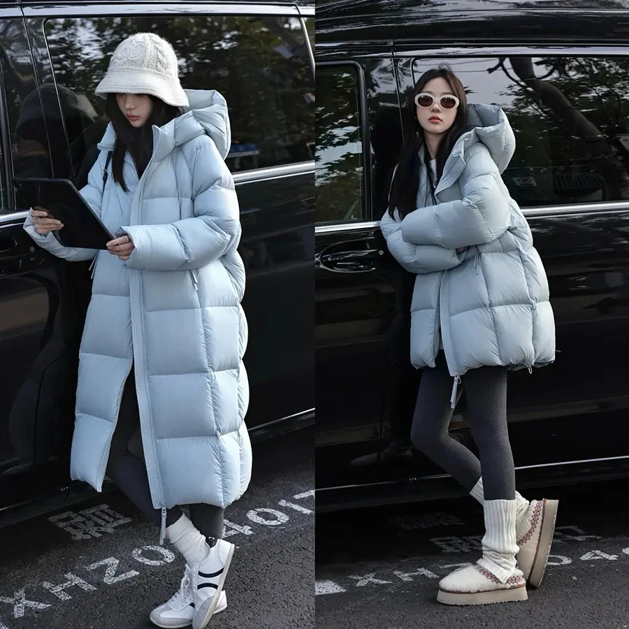 韩版加厚保暖连帽泡芙棉服女冬季新款休闲时尚中长款面包服棉袄潮