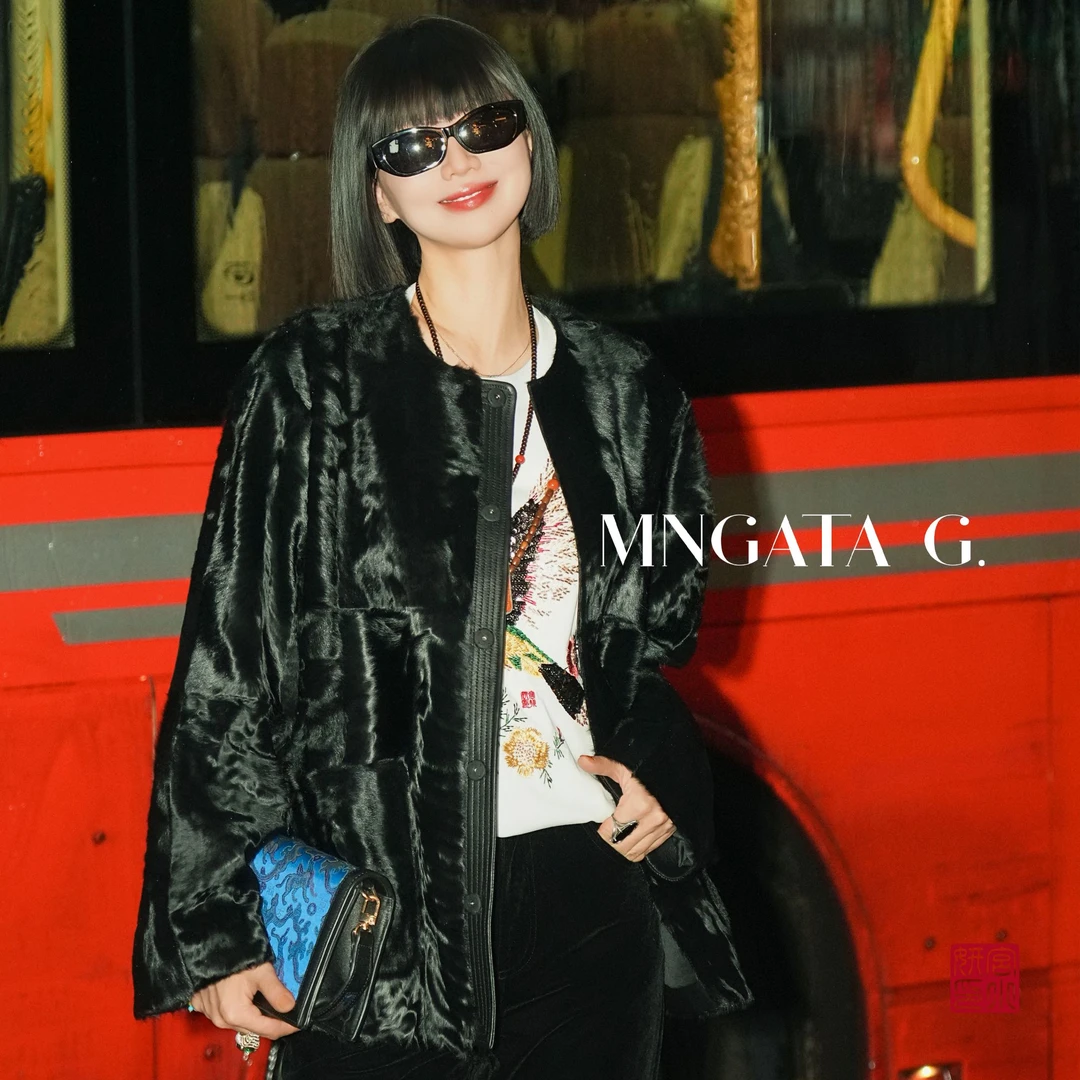MNGATA G.宫小妍【胎象羔·远山黛】羊皮毛秋冬中式国风外套5052767