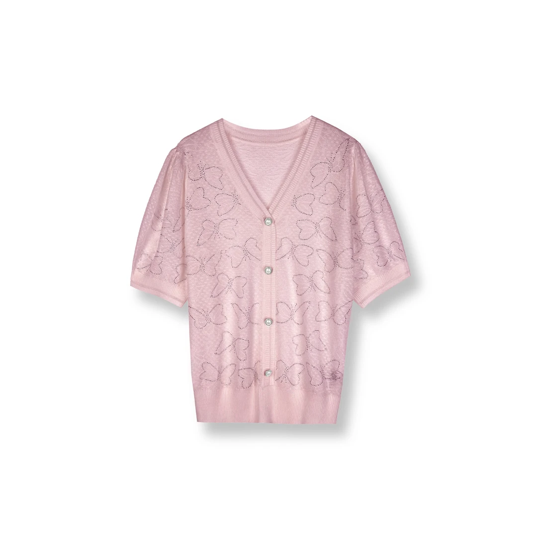 【赢ZS】夏季粉色2025新款气质时尚百搭短袖针织衫（DY937）